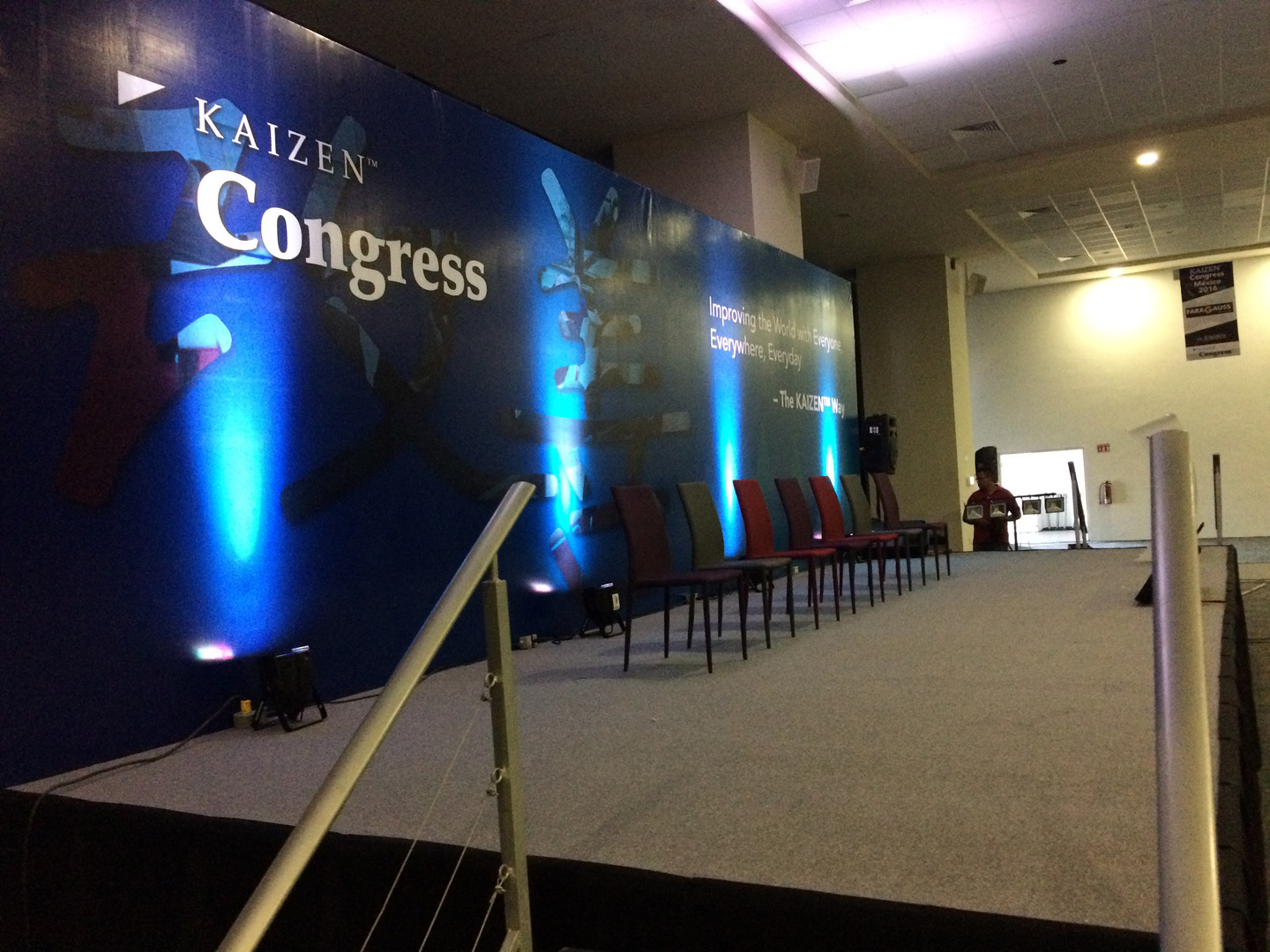 Kaizen Congress stage backdrop, interpreted international business event